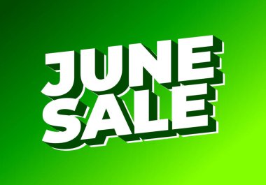 Haziran indirimi. Göz alıcı renklere sahip üç boyutlu metin efekti tasarımı