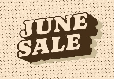 Haziran indirimi. Göz alıcı renklere sahip üç boyutlu metin efekti tasarımı