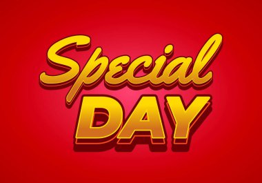 Özel bir gün. Göz alıcı ve iyi renklere sahip 3B biçiminde metin efekti tasarımı