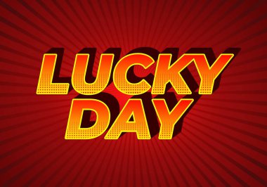 Şanslı günmüş. Metin efekti tasarımı iyi renklerle 3B biçiminde