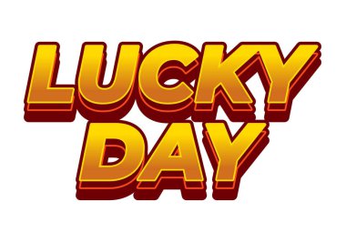 Şanslı günmüş. Metin efekti tasarımı iyi renklerle 3B biçiminde