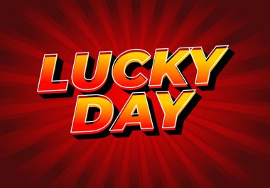 Şanslı günmüş. Metin efekti tasarımı iyi renklerle 3B biçiminde