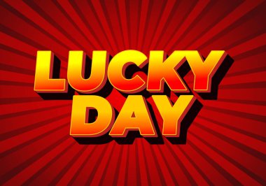 Şanslı günmüş. Metin efekti tasarımı iyi renklerle 3B biçiminde