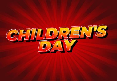 Çocuk günü. Metin efekti tasarımı 3B biçiminde iyi renklerde