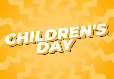 Çocuk günü. Metin efekti tasarımı 3B biçiminde iyi renklerde