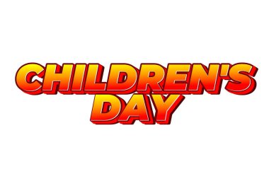 Çocuk günü. Metin efekti tasarımı 3B biçiminde iyi renklerde