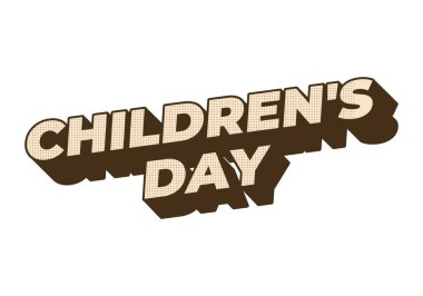 Çocuk günü. Metin efekti tasarımı 3B biçiminde iyi renklerde