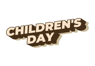Çocuk günü. Metin efekti tasarımı 3B biçiminde iyi renklerde