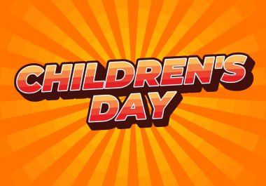 Çocuk günü. Metin efekti tasarımı 3B biçiminde iyi renklerde