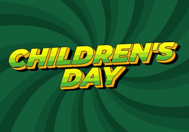 Çocuk günü. Metin efekti tasarımı 3B biçiminde iyi renklerde