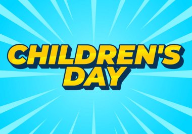 Çocuk günü. Metin efekti tasarımı 3B biçiminde iyi renklerde