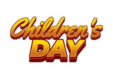 Çocuk günü. Metin efekti tasarımı 3B biçiminde iyi renklerde