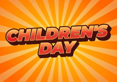 Çocuk günü. Metin efekti tasarımı 3B biçiminde iyi renklerde