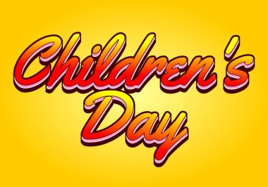 Çocuk günü. Metin efekti tasarımı 3B biçiminde iyi renklerde