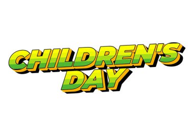 Çocuk günü. Metin efekti tasarımı 3B biçiminde iyi renklerde