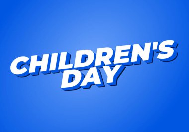 Çocuk günü. Metin efekti tasarımı 3B biçiminde iyi renklerde