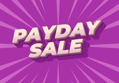 Maaş günü indirimi. Göz alıcı renklerle 3B biçiminde metin efekti tasarımı