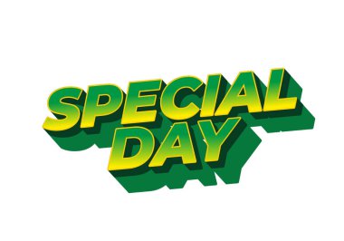Özel bir gün. Göz alıcı ve iyi renklere sahip 3B biçiminde metin efekti tasarımı