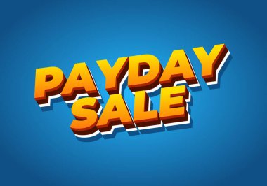 Maaş günü indirimi. Göz alıcı renklerle 3B biçiminde metin efekti tasarımı