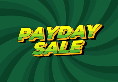 Maaş günü indirimi. Göz alıcı renklerle 3B biçiminde metin efekti tasarımı