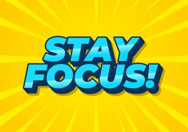 Dikkatini topla. Metin efekti tasarımı iyi renklerle 3B biçiminde