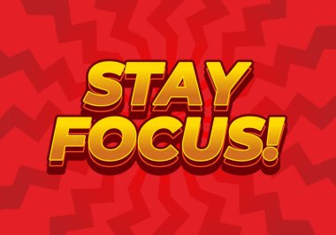 Dikkatini topla. Metin efekti tasarımı iyi renklerle 3B biçiminde