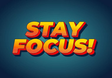 Dikkatini topla. Metin efekti tasarımı iyi renklerle 3B biçiminde