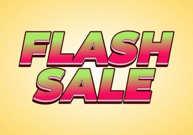 Anlık satış. Dijital veya pint tanıtımı için 3B biçiminde metin efekti tasarımı