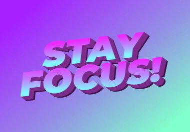 Dikkatini topla. Metin efekti tasarımı iyi renklerle 3B biçiminde