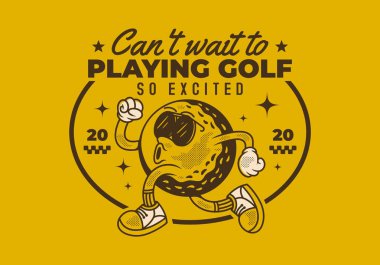 Golf oynamak için sabırsızlanıyordum. Koşu pozisyonunda golf topunun geçmişe dönük çizimi