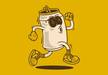 Maskot karakteri çizimi koşu pozunda içilebilir