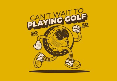 Golf oynamak için sabırsızlanıyordum. Koşu pozisyonunda golf topunun geçmişe dönük çizimi