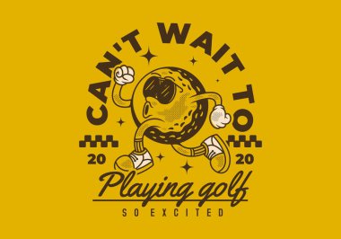 Golf oynamak için sabırsızlanıyordum. Koşu pozisyonunda golf topunun geçmişe dönük çizimi