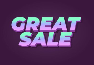 Harika satış. Metin efekti tasarımı 3B biçiminde iyi renklerde