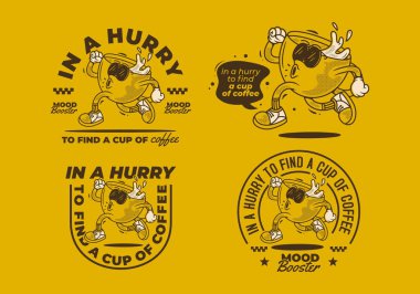 Bir fincan kahve bulmak için acele ediyorum. Eski tarz kahve fincanı çizimi çalıştırılıyor