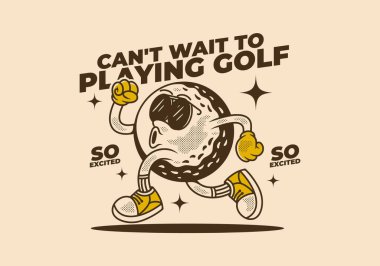 Golf oynamak için sabırsızlanıyordum. Koşu pozisyonunda golf topunun geçmişe dönük çizimi