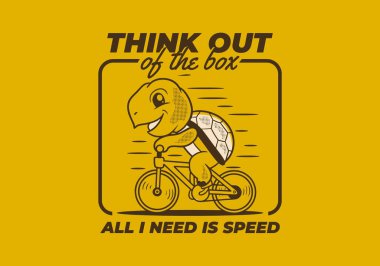 Tek ihtiyacım olan hız. Bisiklet maskotu tasarımı yapan sevimli kaplumbağa.