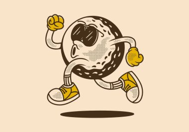 Koşu pozisyonunda golf topunun geçmişe dönük çizimi