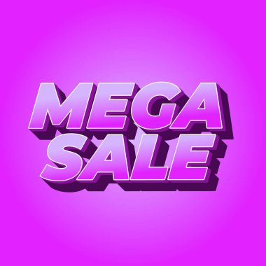 Mega satışı. Metin efekt tasarımı 3 boyutlu modern renklerle görünüyor. Kare şekil