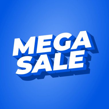 Mega satışı. Metin efekt tasarımı 3 boyutlu modern renklerle görünüyor. Kare şekil