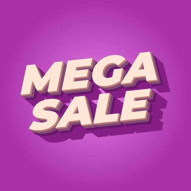 Mega satışı. Metin efekt tasarımı 3 boyutlu modern renklerle görünüyor. Kare şekil