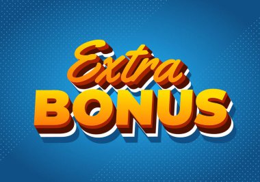 Fazladan ikramiye. Sosyal medya veya tanıtım reklamları için 3B biçiminde metin etkisi tasarımı