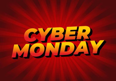 Siber pazartesi. Dijital reklamlar için metin efekti tasarımı ve kalın yazı tipleri