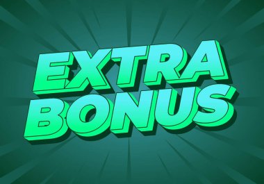 Fazladan ikramiye. Sosyal medya veya tanıtım reklamları için 3B biçiminde metin etkisi tasarımı