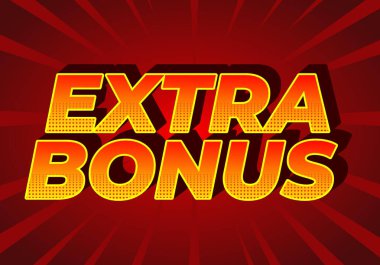 Fazladan ikramiye. Sosyal medya veya tanıtım reklamları için 3B biçiminde metin etkisi tasarımı