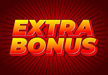 Fazladan ikramiye. Sosyal medya veya tanıtım reklamları için 3B biçiminde metin etkisi tasarımı