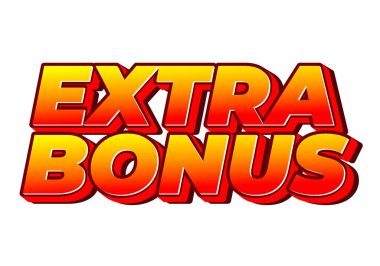 Fazladan ikramiye. Sosyal medya veya tanıtım reklamları için 3B biçiminde metin etkisi tasarımı