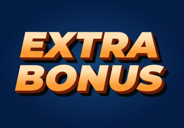 Fazladan ikramiye. Sosyal medya veya tanıtım reklamları için 3B biçiminde metin etkisi tasarımı