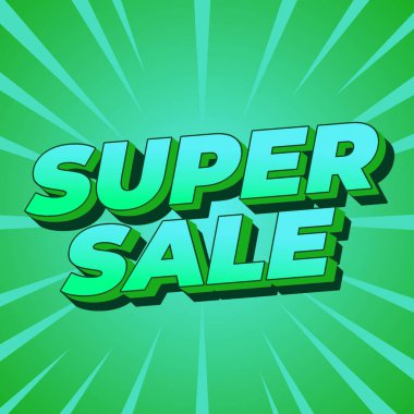 Süper satış. Modern renklere sahip kalın metinlerde metin etkisi tasarımı