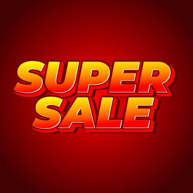 Süper satış. Modern renklere sahip kalın metinlerde metin etkisi tasarımı